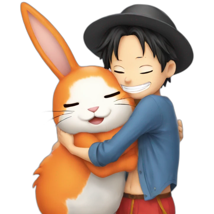 Luffy hug Carrot Bunny emoji