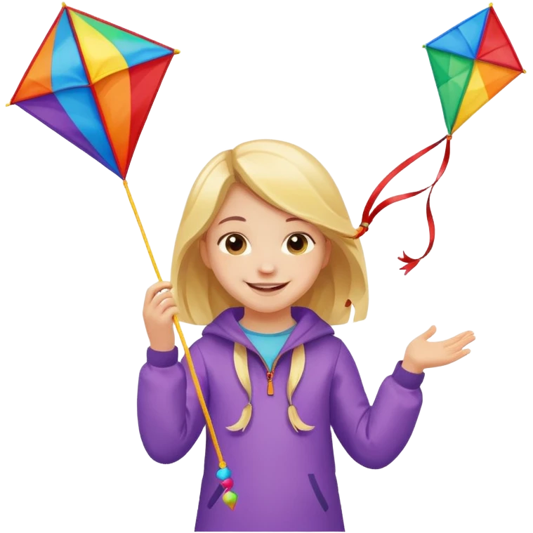 little girl kid with kite emoji