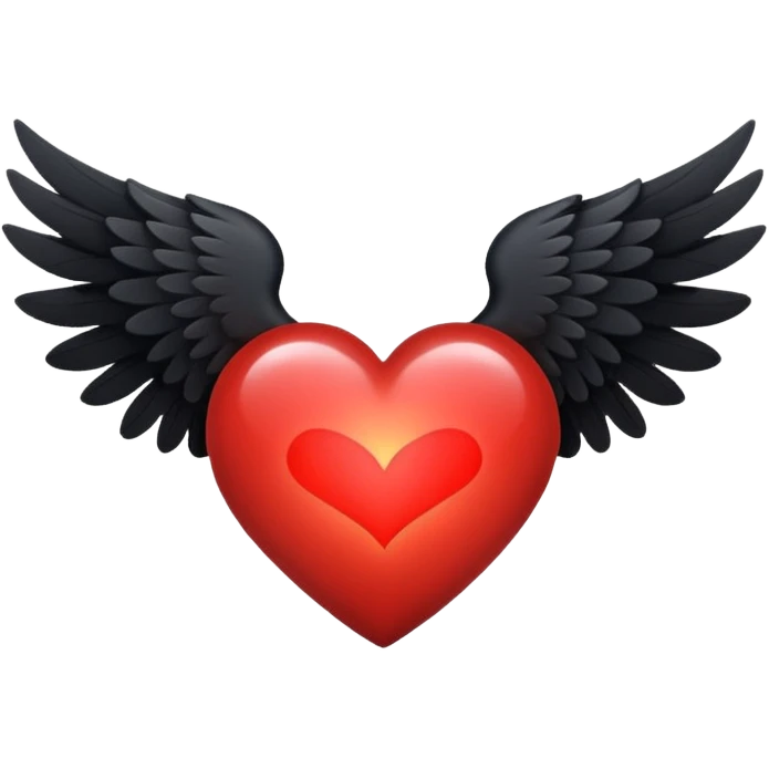 heart with a dark star and wings emoji