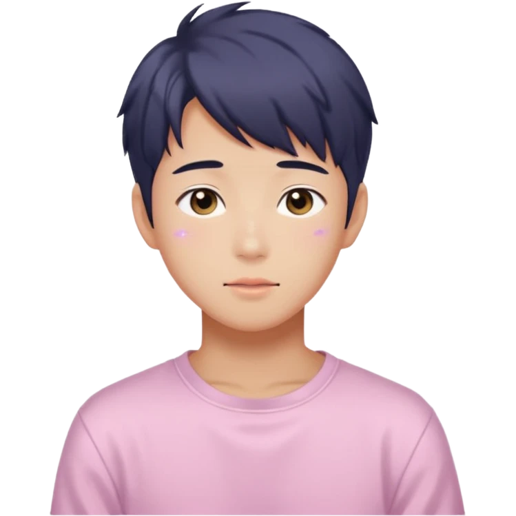 Gorgeous bright sparkly romantic Asian anime pastel guy with blushing face aesthetic trending style outside emoji