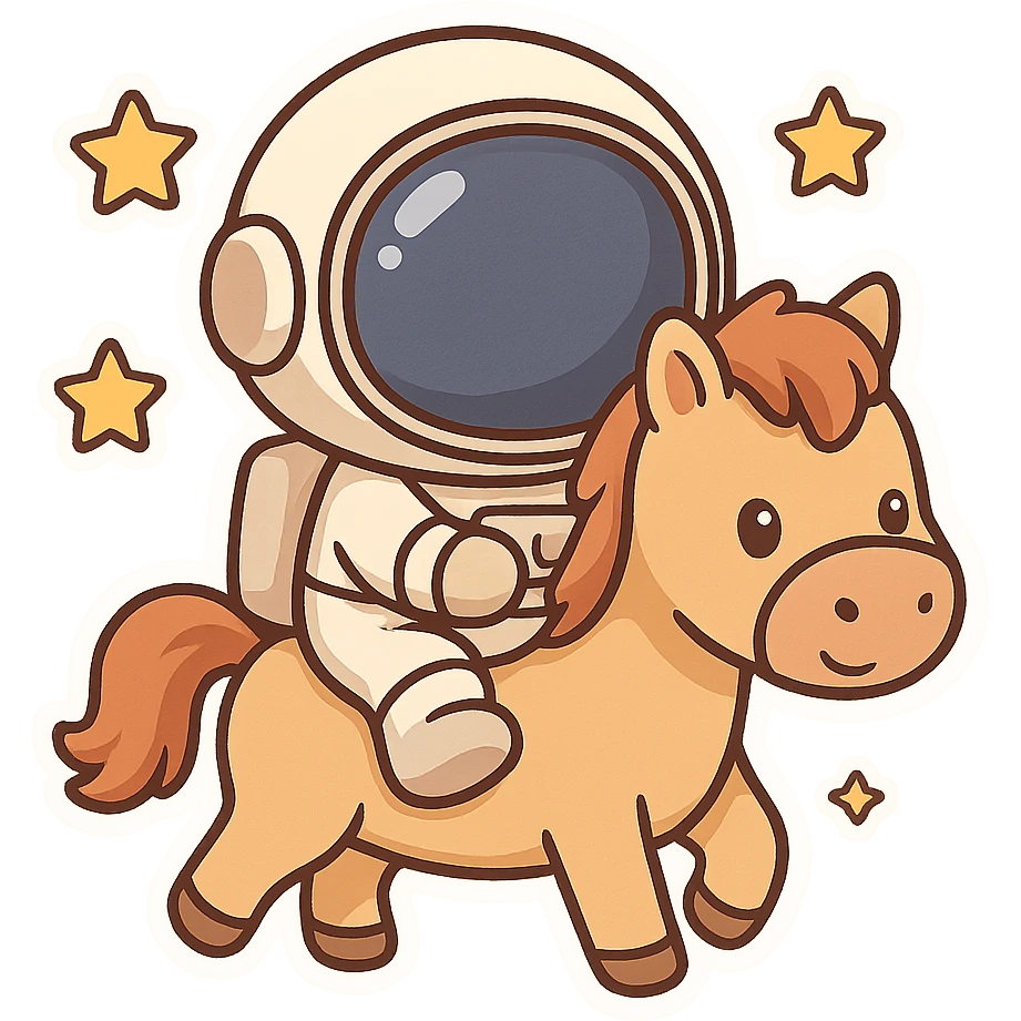 astronaut on horseback with stars in background emoji