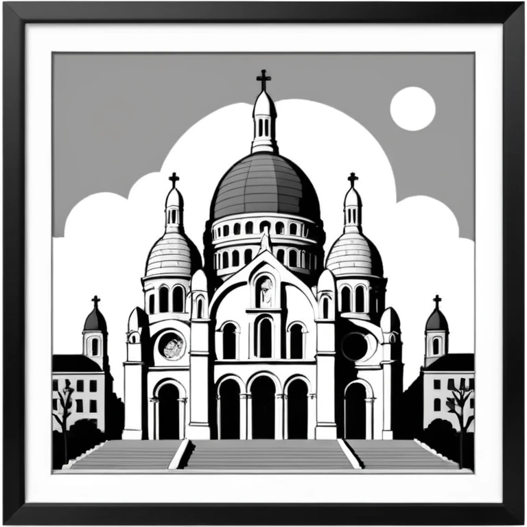 
now I want the Sacre Coeur church in black and white emoji