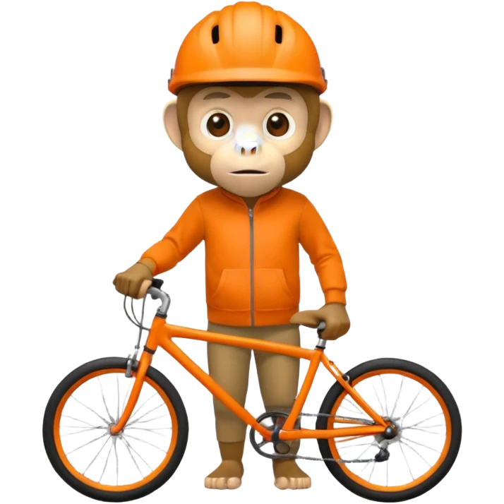 monkey with orange bicycle helmet, sweatshirt emoji