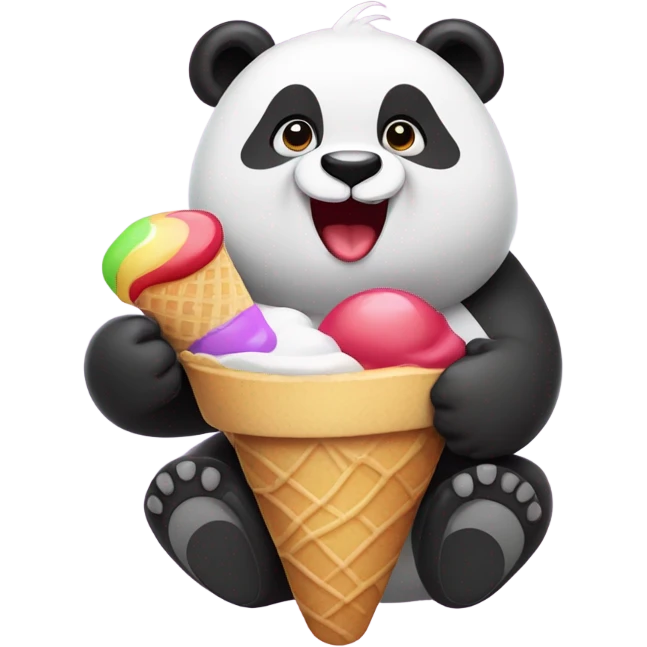 Panda eating ice cream emoji