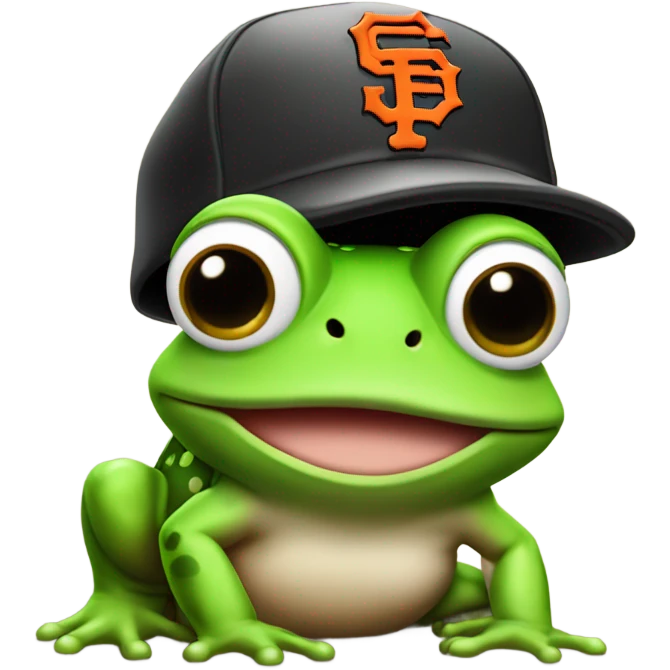 Green toad with San Francisco Giants hat emoji