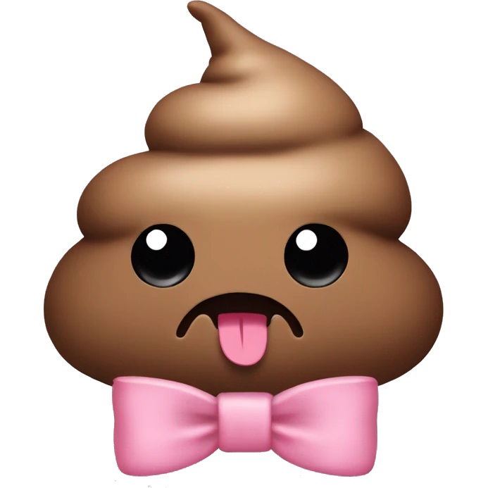 Poop with light pink bow emoji