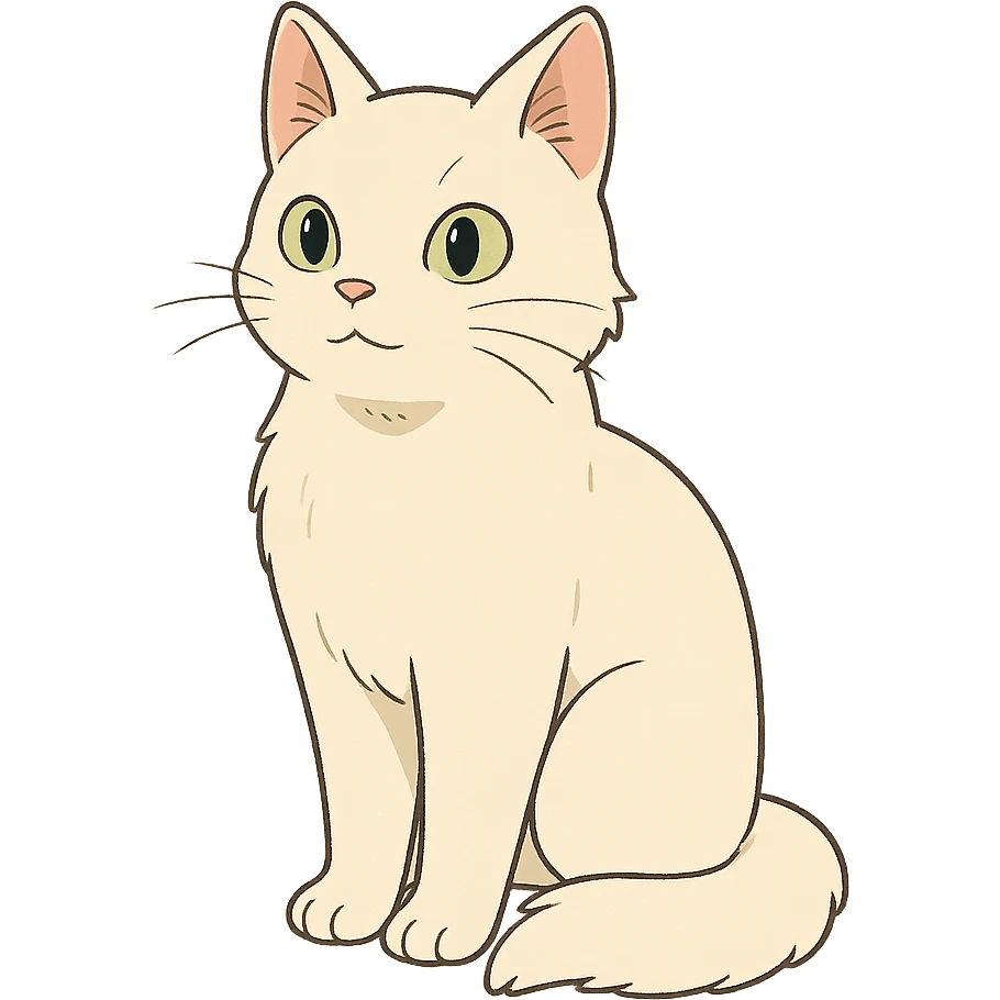 white cat in ghibli style emoji