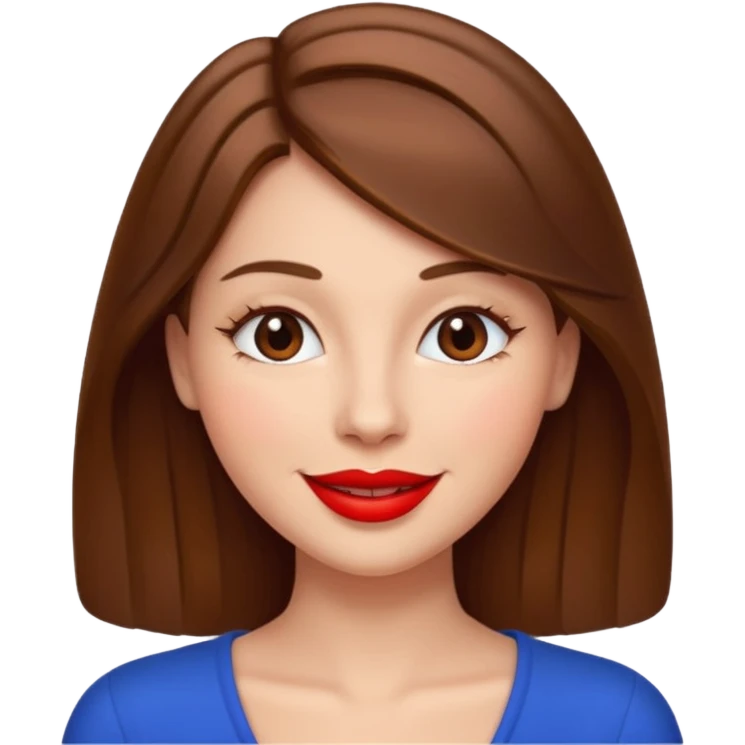 brownhaired woman with red lips in love emoji