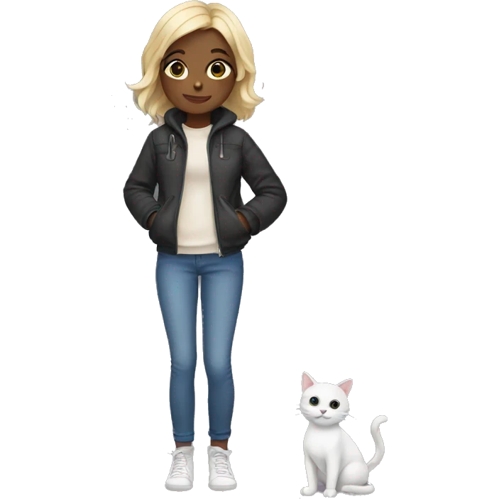 Girl with cat  emoji