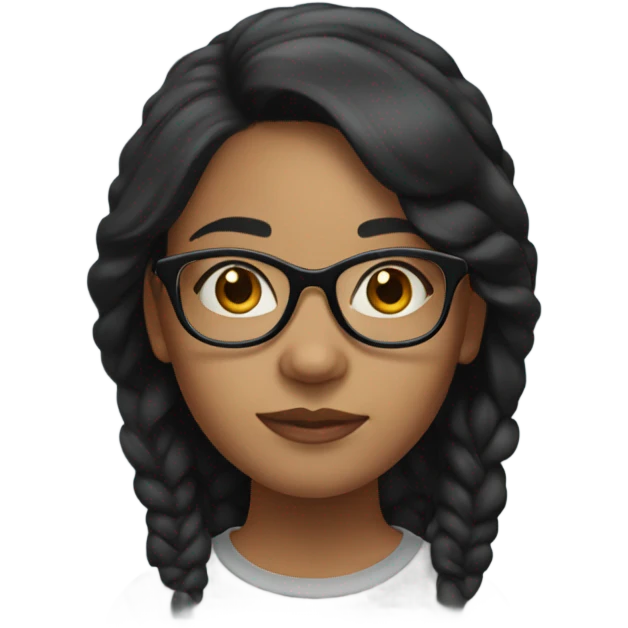 Girl with black medium hair and clear glasses emoji
