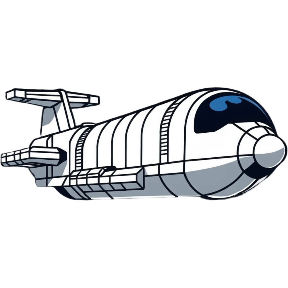 70s style retro space freighter with blocky design emoji