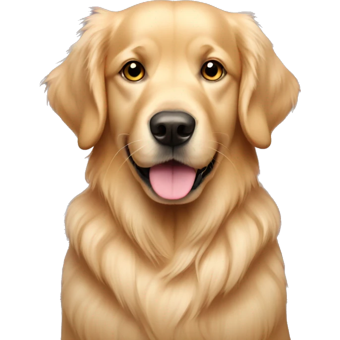 A golden retriever with hearts pink eyes emoji