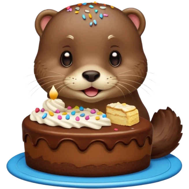 otter eating cake emoji