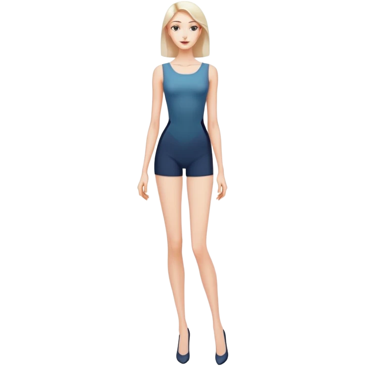 Tall slender woman with elongated arms and legs, sharp angular facial features with high cheekbones and defined jawline emoji