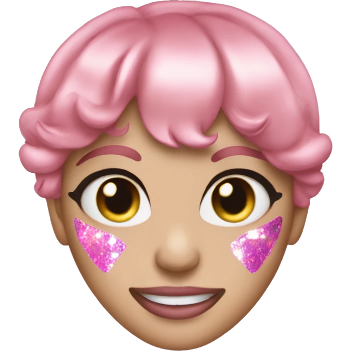 Holographic pink shimmer heart eyes emoji
