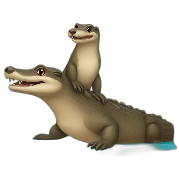 Une loutre sur un crocodile emoji