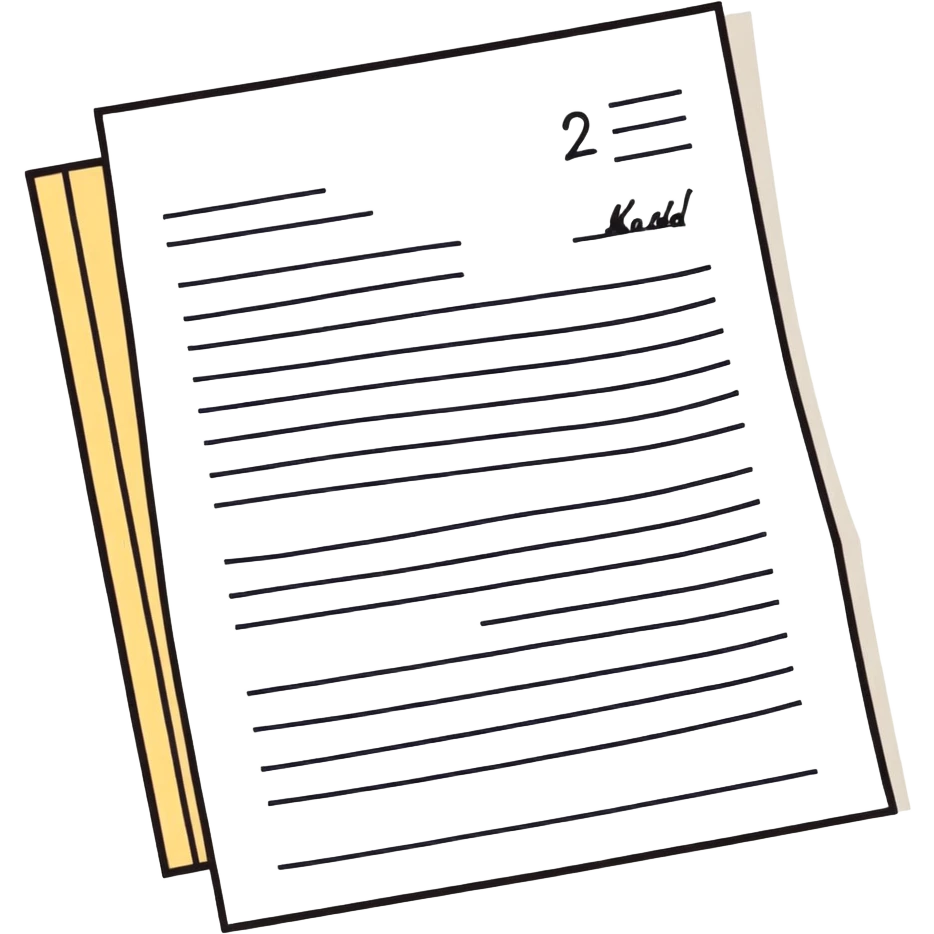 paper document with a paragraph of text and a handwritten signature at the bottom emoji