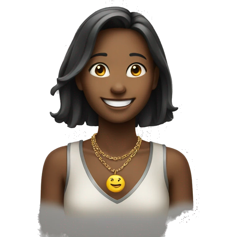 smiling girl with necklace emoji