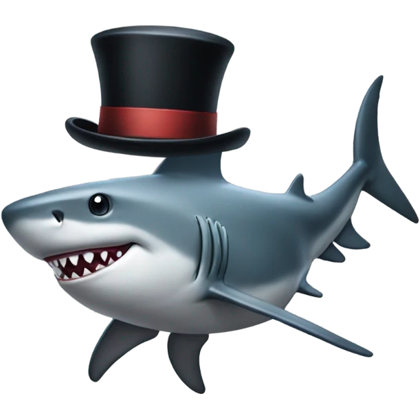Shark with a top hat emoji