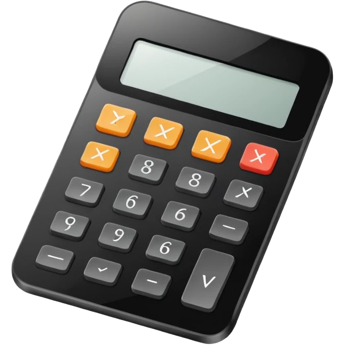 Minimalistic flat vector icon, iOS style, thin black contour on white background. Calculator and geometric shapes (triangle, circle). No text, no shadows. emoji