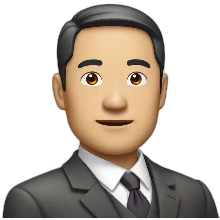 asian middle age in suit with a little Crooked neck emoji