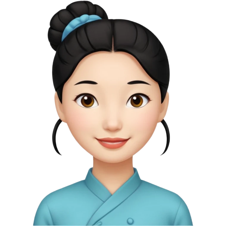 Chinese woman emoji, black hair in a bun, gentle expression emoji