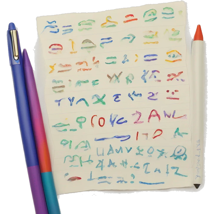 Handwriting to Text. colorful drawings. Near is pen emoji