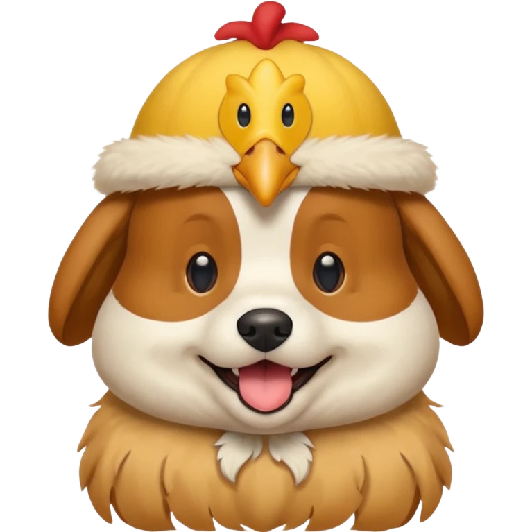 Dog wearing a chicken hat emoji