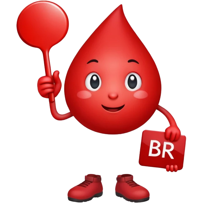 blood drop character holding a BRB sign emoji