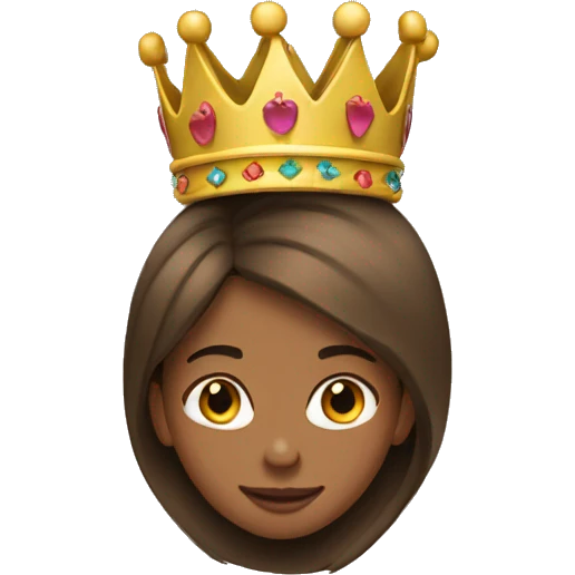 Sideways crown on brown haired girl emoji