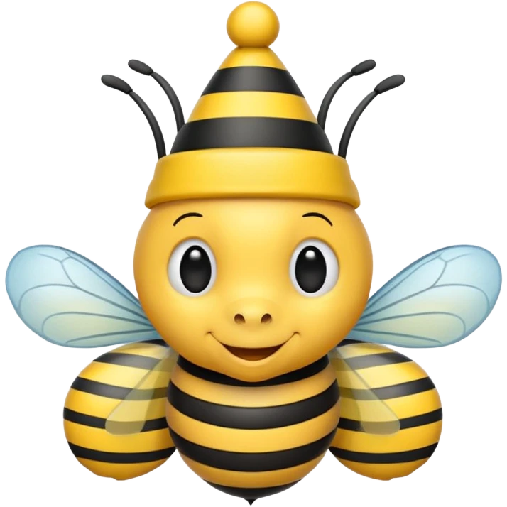 Bees with Birthday Hat, Happy bee with striped party hat emoji
