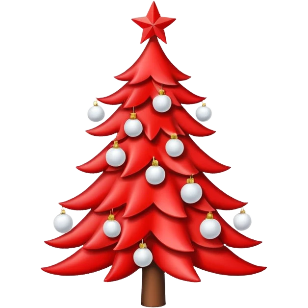 red Christmas tree with white star and white Christmas balls emoji
