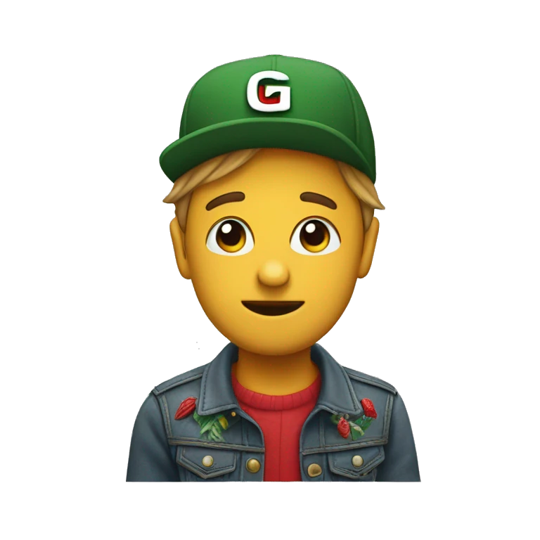 Lach-Emoji mit Guccicap nach hinten emoji