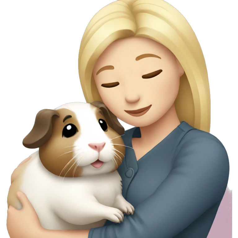 Blonde Woman hugging a guineapig emoji