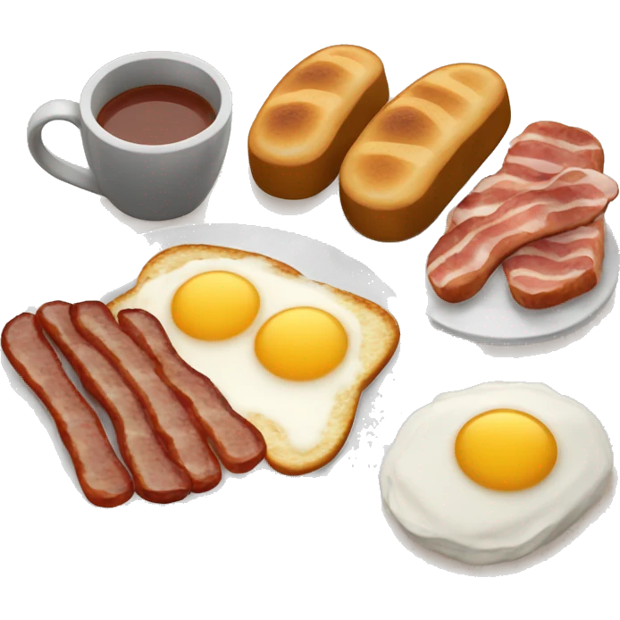 a full english breakfast with toast, hash browns, beans, bacon, and sausages. emoji