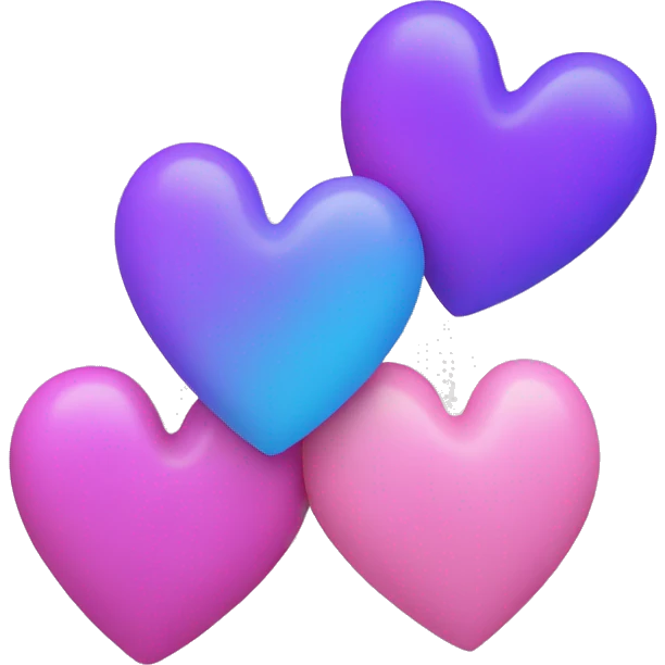 3 Heart purple, pink and blue emoji