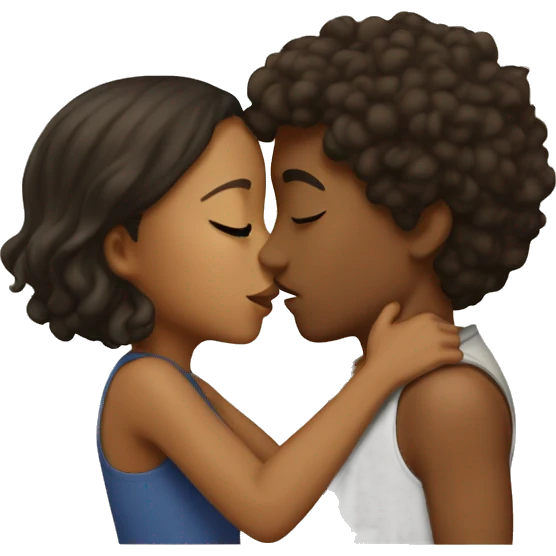 Mixed boy kissing tan girl  emoji