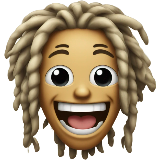 Laughing emoji with twisted dreadlocks emoji