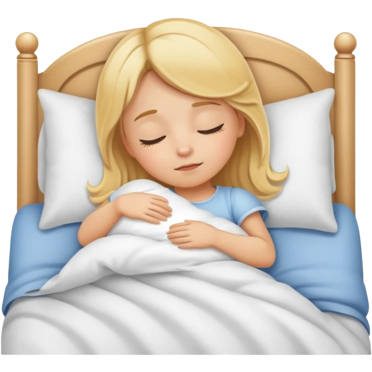 Blonde little girl in bed sleeping  emoji