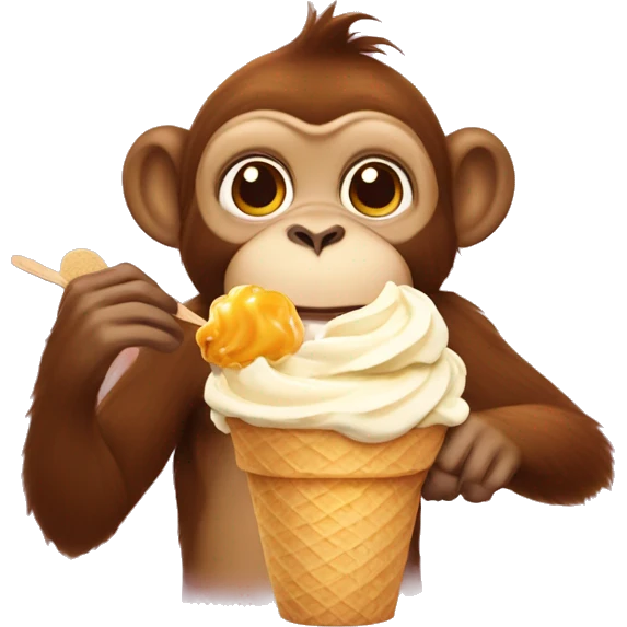 Monkey with butterscotch ice cream  emoji