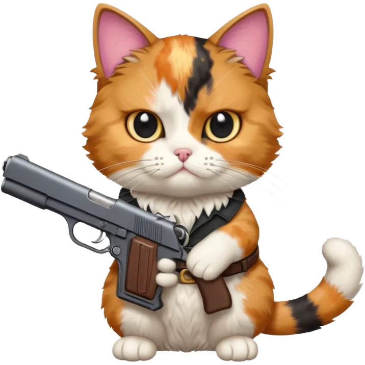 Make a cat with a gun emoji