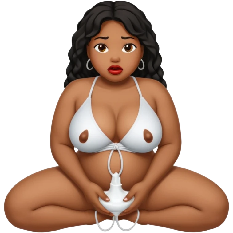 a sexy black BBW’s plump lips wide. She’s on her knees, cheeks hollow, drooling as she deepthroats. He explodes—hot cum floods her mouth, spilling in thick white ropes down her chin and dripping onto her , heaving tits and her vagina is open 
 emoji