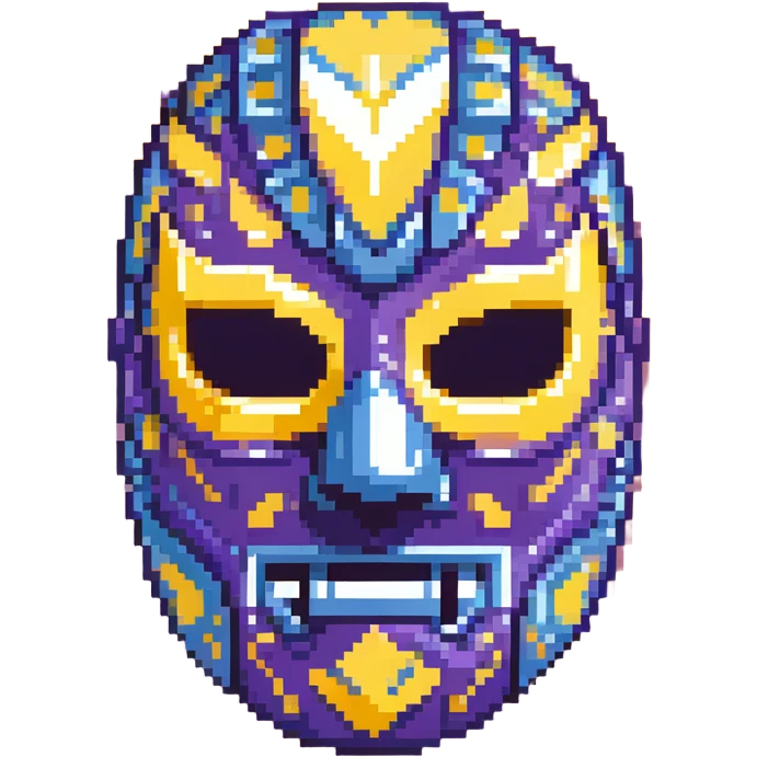 Purple and blue luchador mask with decorative patterns emoji