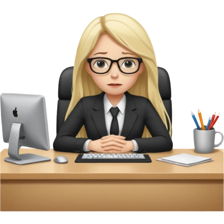 tired blond woman with long hair. she should look like she works in the ffcie  emoji