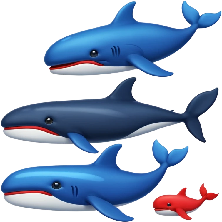 Deepseek whale emojis in blue black and red. emoji