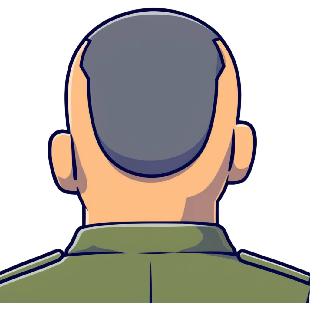 back view of military soldier's head with crew cut emoji