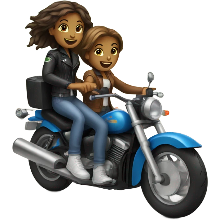 two girls riding a motorcycle  emoji