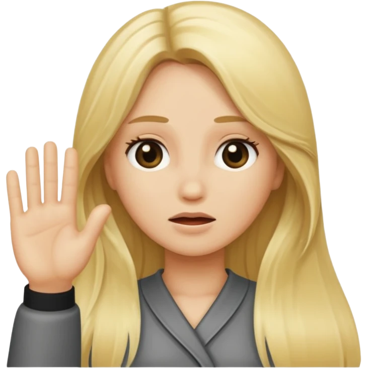 blonde female long hair saying stop emoji