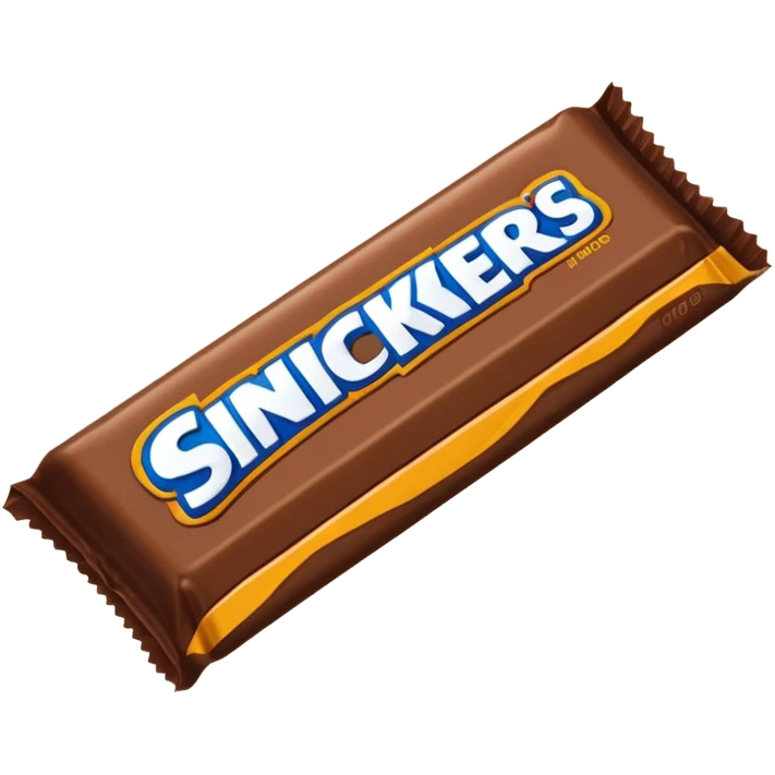 Draw a Snickers bar in its classic brown wrapper with bold logo. emoji
