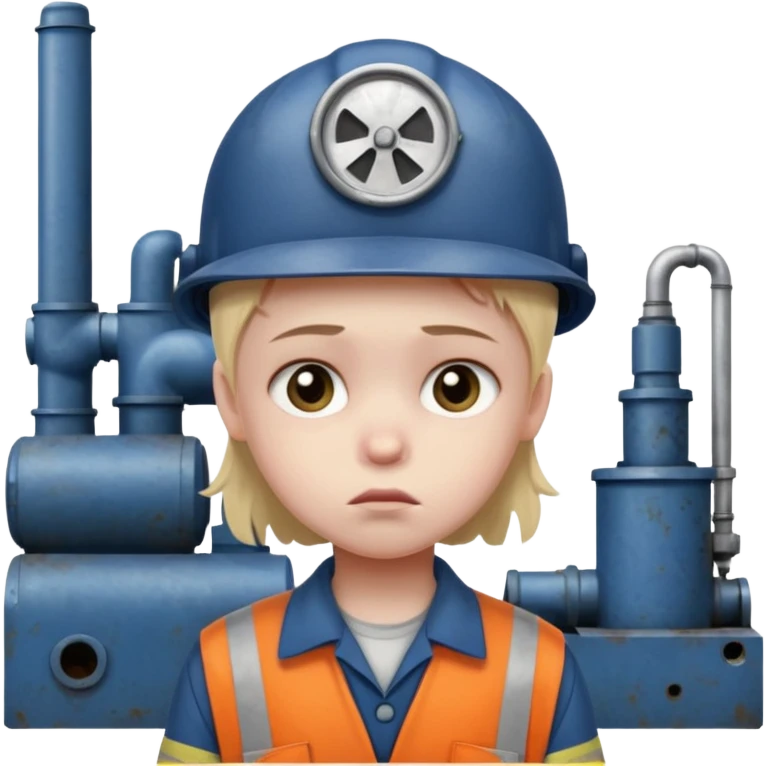 a child with a sad face works in a factory emoji